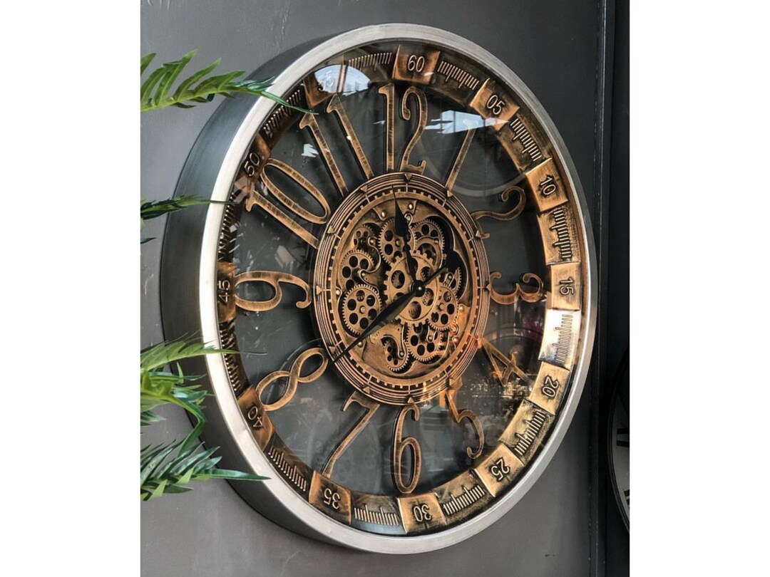 Large Wall Clock Moving Gear 32 Inches Special Design Etsy