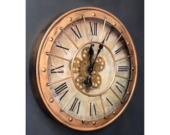 Large Wall Clock, Moving Gear, 24 inches , Special Design, Metal Clock, Fair Price.