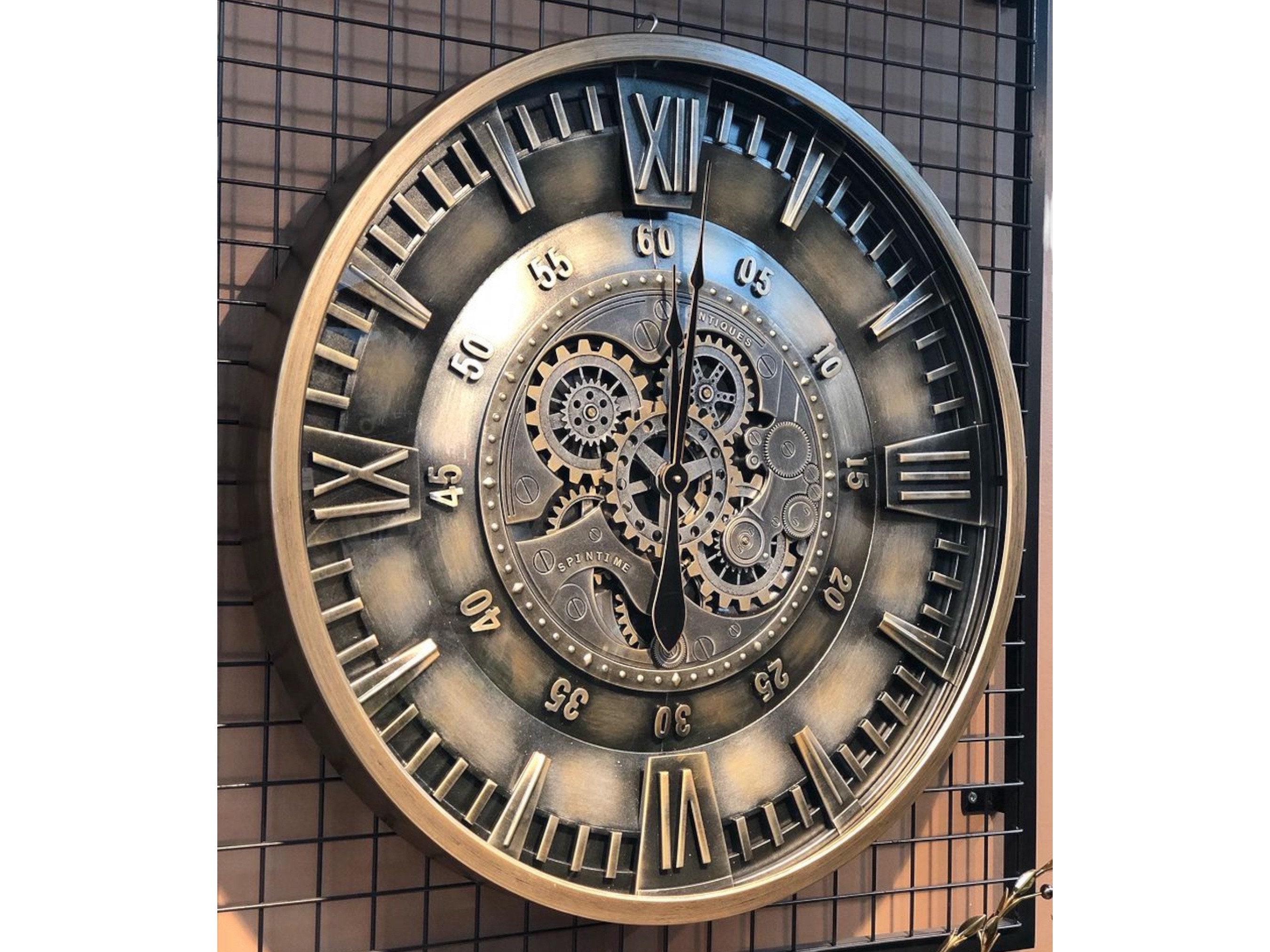 Large Wall Clock, Moving Gear, 32 Inches , Special Design, Metal Clock