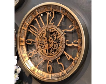 Reloj de pared grande, engranaje móvil, 32 pulgadas, diseño transparente especial, reloj de metal, precio justo.