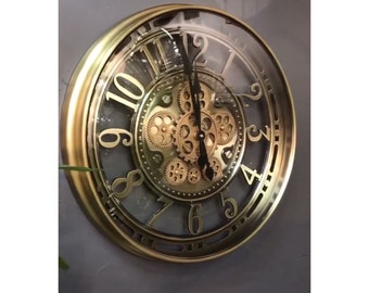 Large Wall Clock, Moving Gear, 21 inches , Special Design, Metal Clock, Fair Price.