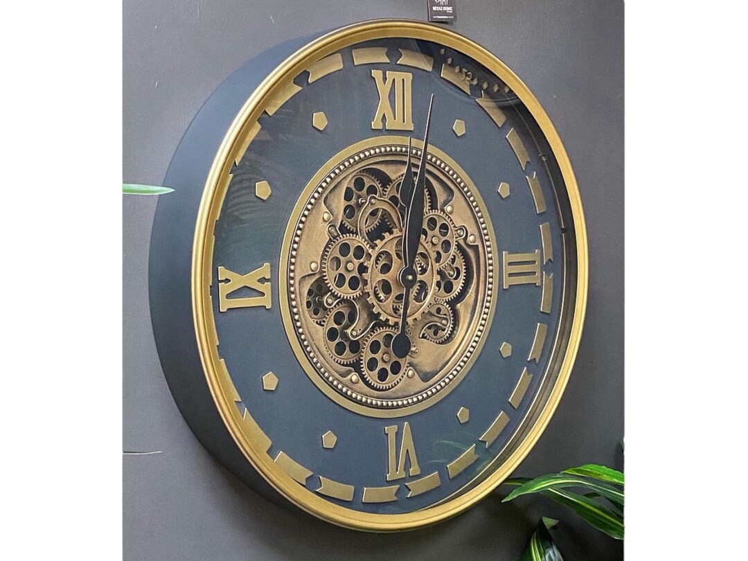 Large Wall Clock Moving Gear 24 Inches Special Design Etsy