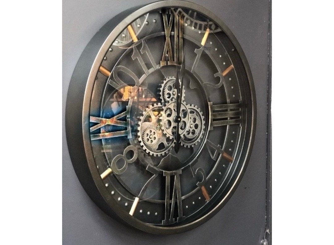 Large Wall Clock, Moving Gear, 26 Inches , Special Transparent Design