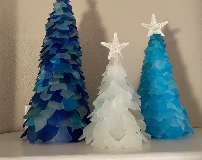 Sea Glass Christmas Tree With Lights Beach Glass Christmas Etsy