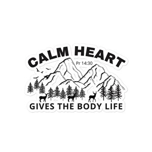 Calm heart gives the body life Pr 14:30, christliches Design Bubble-freie Sticker,