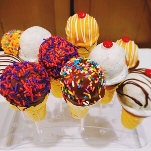 Ice Cream Cone Cake Pops (Box of 10)  birthday gifts favors wedding baby shower engagement party communion