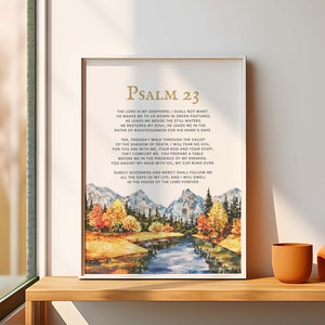 Psalm 23 NKJV The Lord is My Shepherd, Christian Home Décor, Bible Verse Digital Print, Christian Wall Art