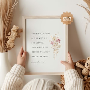 Proverbs 22:6 NKJV Train up a child in the way he should go, Bible Verse Wall Art, Teacher Scripture Print, Homeschool Decor, Sunday School