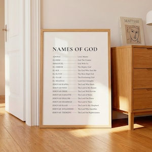 Names of God Wall Art Print: Christian Home Decor (Digital Download, 5 JPEG Files) image 1