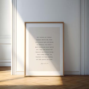 Acts 20:24 Wall Art Printable, Finish the Race, Scripture Print, Christian Home Decor, , Church Wall Decor, Bible Quote, Digital Download