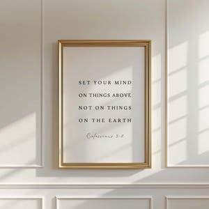 Colossians 3:2 NKJV Set your Mind on Things Above, Christian Wall Art, Bible Verse Digital Download Printable, Minimalist Scripture Poster