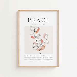 John 14:27 NIV Peace I leave with you, Bible Verse Print, Christian Gift, Christian Home Decor Print, Christian Wall Art, Scripture Print