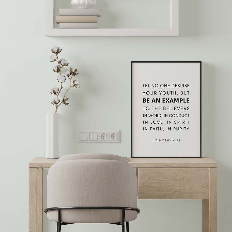 1 Timothy 4:12 NKJV Let No One Despise Your Youth Bible Verse Wall Art ...