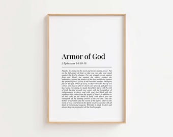 Rüstung Gottes Schriftdruck, Epheser 6: 10-18 Wandkunst zum Ausdrucken, christliche Wandkunst, christliches Wohnkultur, Bibel-Vers digitaler Download