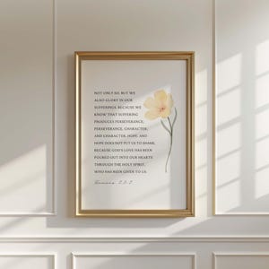 Romans 5:3-5 NIV Bible Verse Wall Art, Perseverance, Character, Hope, Christian Home Decor, Scripture Digital Download Print, Christian Gift