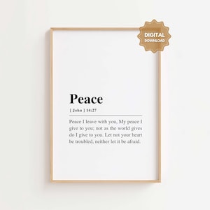 John 14:27 Peace I leave with you, Bible Verse Print, Christian Gift, Christian Home Decor Printable, Christian Wall Art, Scripture Print
