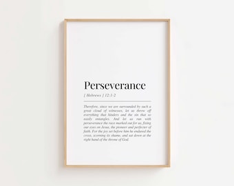 Hebrews 12:1-2 Wall Art Printable, Run with Perseverance, Bible Verse Wall Art, Christian Home Decor, Scripture Wall Art, Digital Download