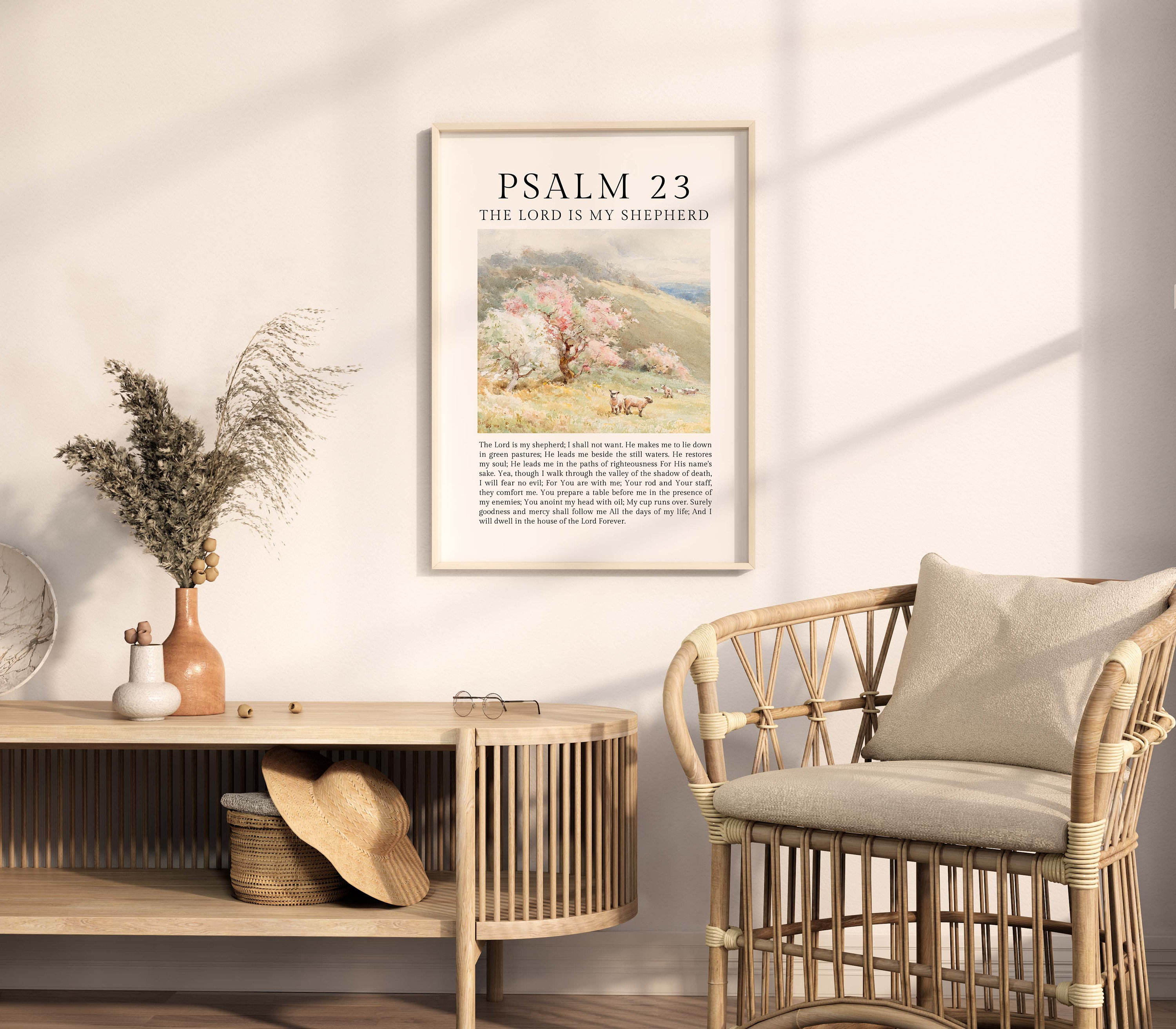 Psalm 23 nkjv the lord is my shepherd christian wall art vintage bible