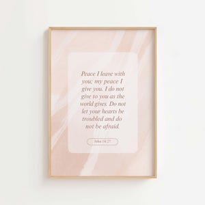 John 14:27 NIV Peace I leave with you Print, Bible Verse Print, Christian Gift, Christian Home Decor, Christian Wall Art, Floral Bible Verse