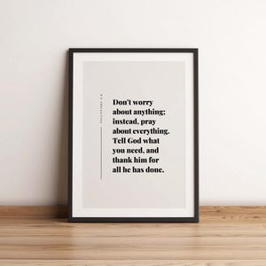 Philippians 4:6 Bible Verse Print, Christian Wall Art (Digital Download)