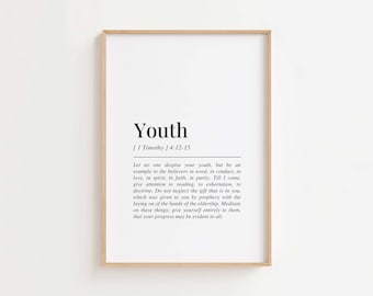 1 Timothy 4: 12-15 Lass niemand deine Jugend verachten, Bibel-Vers-Wandkunst, Jugendarbeit, Kirchen-Wanddekor, Teen Schrift Digitaler Download