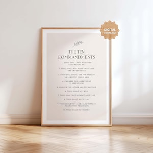The Ten Commandments Wall Art Print, Exodus 20:3-17, Scripture Printable, Christian Modern Scripture Wall Art, Bible Verse Digital Print