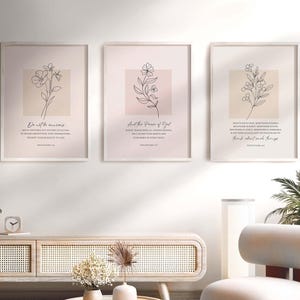 Philippians 4:6-8 Set of 3 Bible Verse Wall Art, Christian Wall Decor, Floral Bible Verse Posters, Scripture Set Download Printable