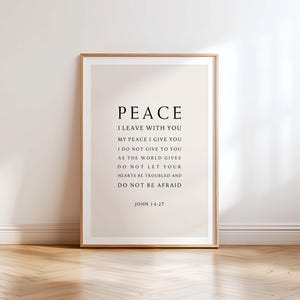 John 14:27 Peace I leave with you, Bible Verse Print, Christian Gift, Christian Home Decor Printable, Christian Wall Art, Scripture Print