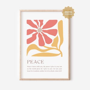 John 14:27 Peace I leave with you, Bible Verse Print, Christian Gift, Christian Home Decor Printable, Christian Wall Art, Scripture Print