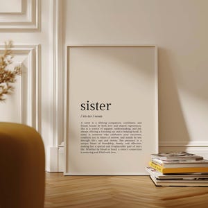 Sister Definition Print, Sister gifts, Gifts for Her, Sister Quote Poster, Sister Wall Art Digital Download, Birthday Gift for Sister