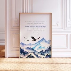 Jesaja 40:31 Schriftdruck, Adlerflügel Bibelversdekor, christliche Wandkunst (digitaler Download)