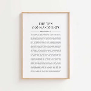 The Ten Commandments Wall Art KJV Print, Exodus 20:1-17, Scripture Printable, Christian Modern Scripture Wall Art, Bible Verse Digital Print