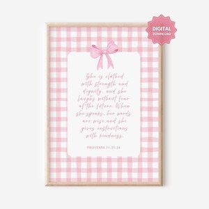 Proverbs 31:25-26 NLT She is clothed with strength and dignity, Women Scripture Wall Art Printable, Women Christian Gift, Mother&#39;s Day Gift
