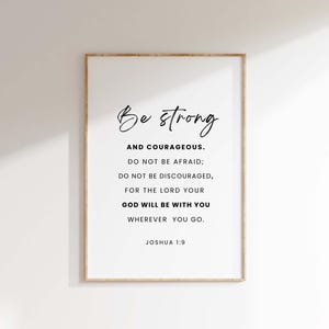 Joshua 1:9 NIV Be strong and Courageous, Christian Wall Art, Scripture Digital Download Printable, Bible Verse Decor, Church Wall Decor