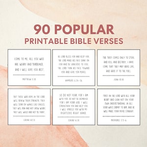 90 tarjetas con versículos bíblicos populares, tarjetas con las Escrituras, descarga digital imprimible, versículos bíblicos para memorizar, minitarjetas con las Escrituras, blanco y negro