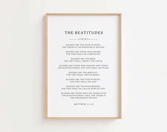 The Beatitudes Wall Art Printable, Matthew 5:3-10 Print, Bible Verse Print, Christian Home Decor, Scripture Poster, Digital Download