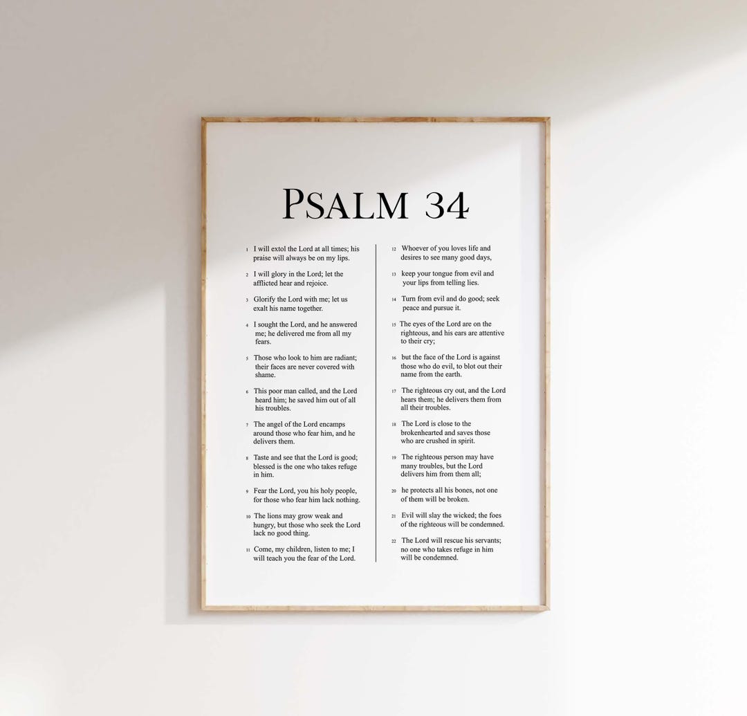 Psalm 34 Scripture Print: Minimalist Christian Wall Art (digital ...