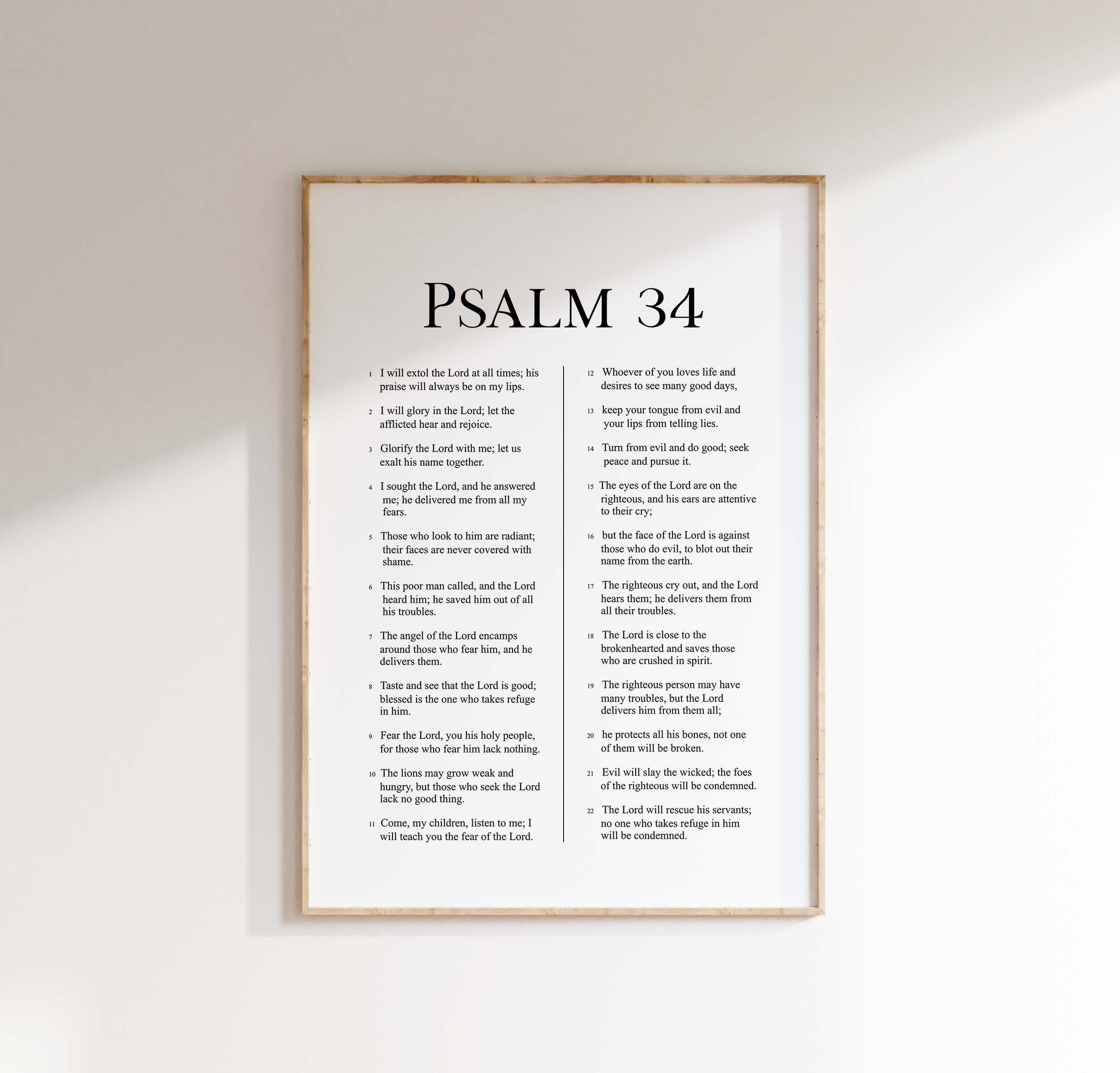 Psalm 34 Scripture Print: Minimalist Christian Wall Art (digital ...