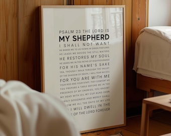 Impresión bíblica del Salmo 23: Decoración cristiana para el hogar (descarga digital, 5 archivos JPG)
