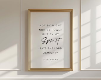 Zechariah 4:6 Bible Verse Print, Christian Home Decor (digital