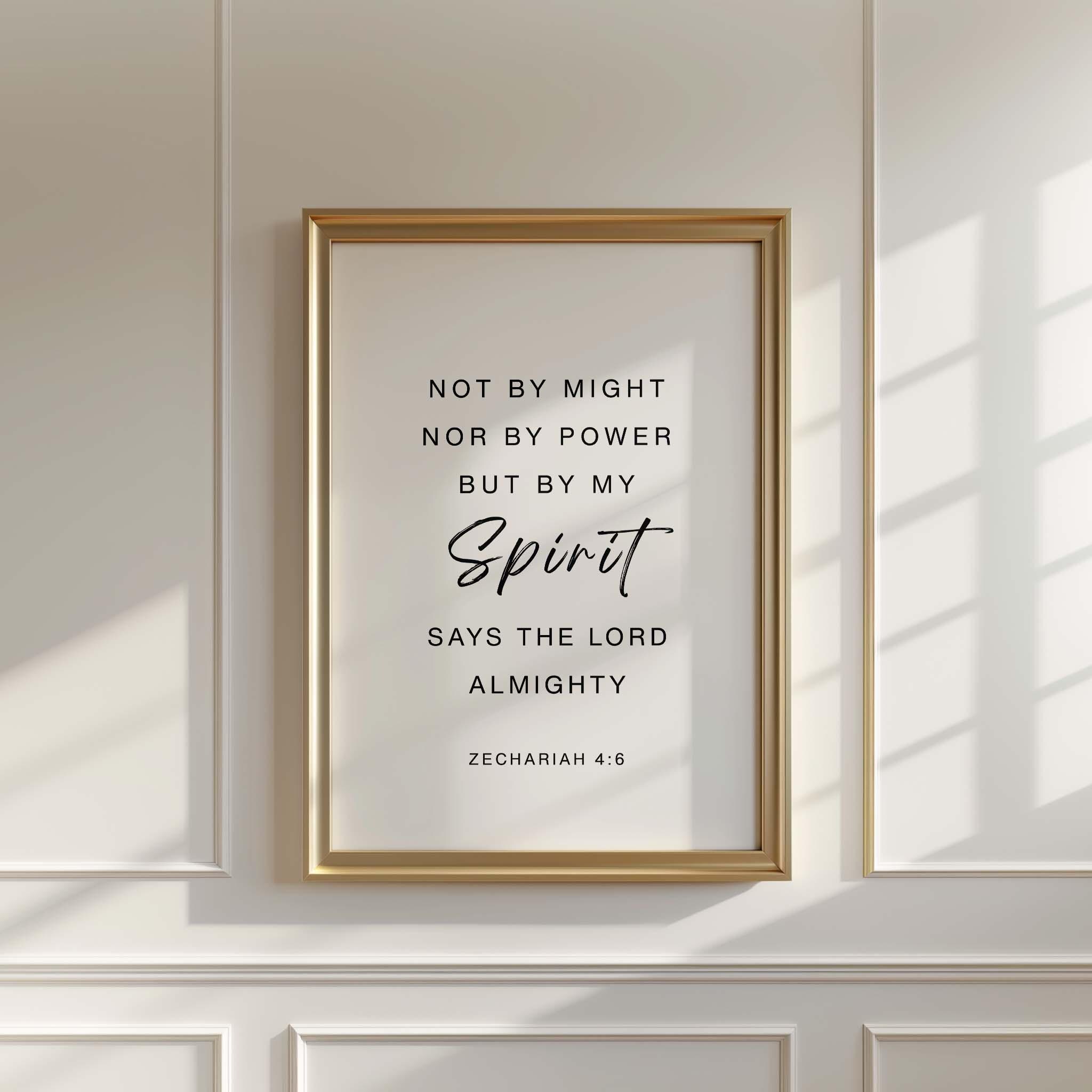 Zechariah 4:6 Bible Verse Print, Christian Home Decor (digital