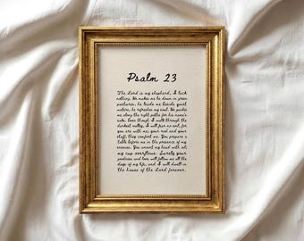 Psalm 23 Bible Verse Printable Wall Art, The Lord Is My Shepherd Scripture Print, Minimalist Christian Home Decor, Digital Download