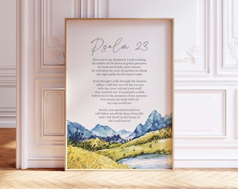 Psalm 23 Wand Kunst druckbare, christliche Bibel Vers Kunst, der Herr ist mein Hirte Schrift Druck, christliche Wohnkultur, digitaler Download