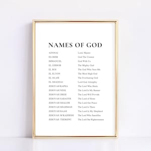 Names of God Wall Art Print: Christian Home Decor (digital Download, 5 ...