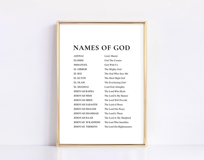 Names of God Wall Art Print: Christian Home Decor (digital Download, 5 ...