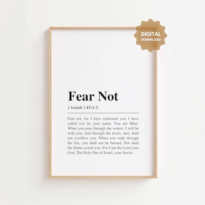 Isaiah 43:1-3 NKJV Fear Not Bible Verse Wall Art, Christian Wall Art Printable, Bible Verse Wall Art, Christian Decor, Scipture Print