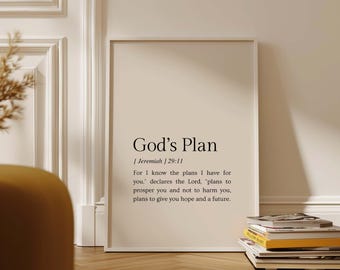 Jeremiah 29:11 For I know the plans I have for you, God's Plan Scripture Print, Christian Neutral Wall Art, Bible Verse Digital Download