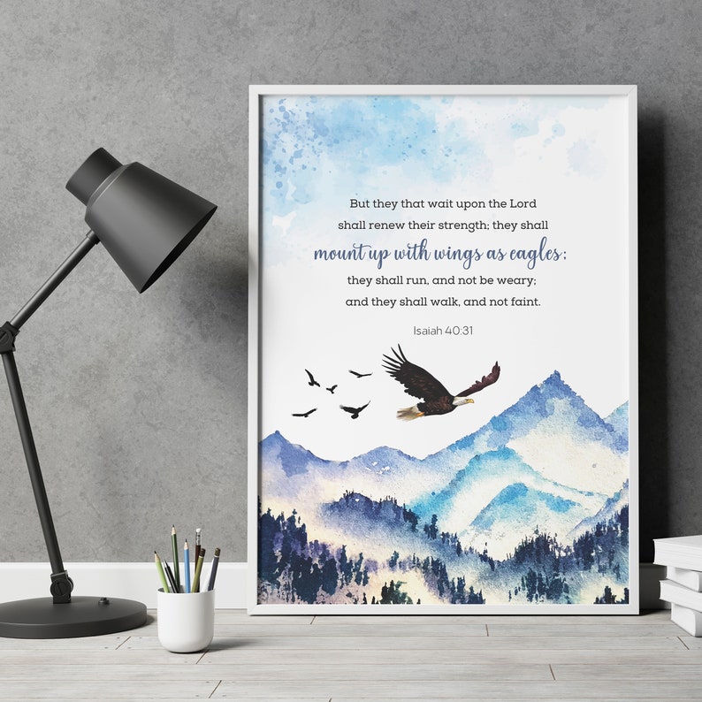 Isaiah 4031 KJV Mount up With Wings as Eagles, Christian Wall Art