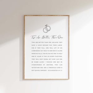 Two Are Better Than One Print, Ecclesiastes 4:9-12 NKJV, A cord of three strands, Christian Wedding, Valentines Gift, Christian Marriage