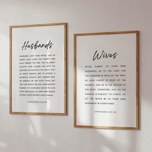 Efesios 5:22-28 NJKV - Juego de 2 impresiones de arte mural con versículos bíblicos sobre el matrimonio, regalo cristiano de boda, arte mural para esposos y esposas, regalo de aniversario